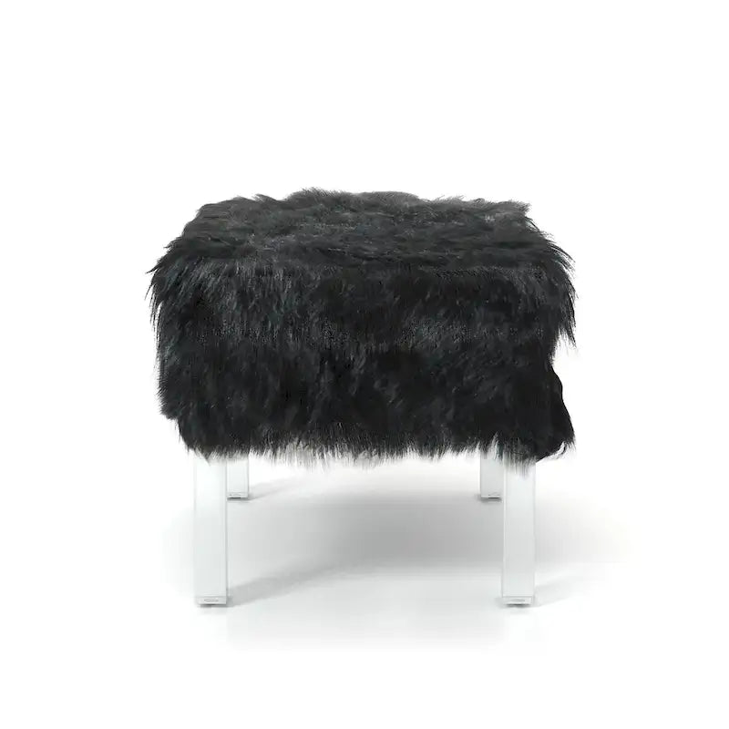 Pouf contemporain en fausse fourrure acrylique par