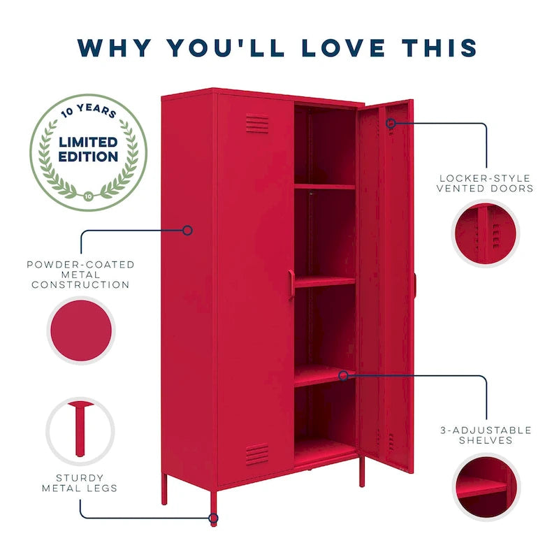 Armoire de rangement haute en métal à 2 portes de style casier