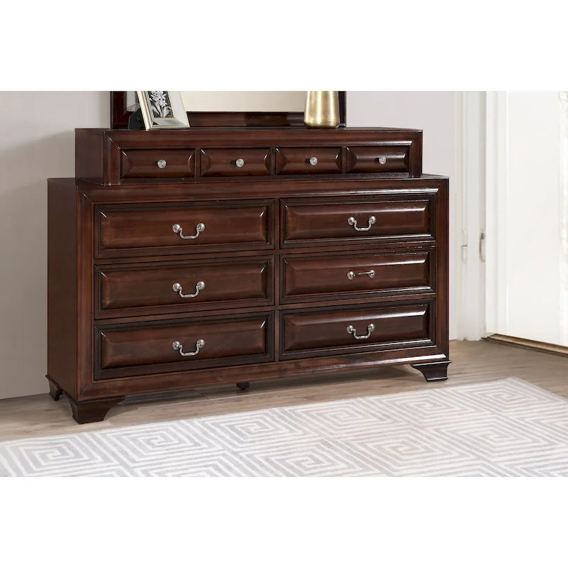 Commode de chambre à 10 tiroirs avec placage en bois massif et assemblage à queue d'aronde – Aucun assemblage requis