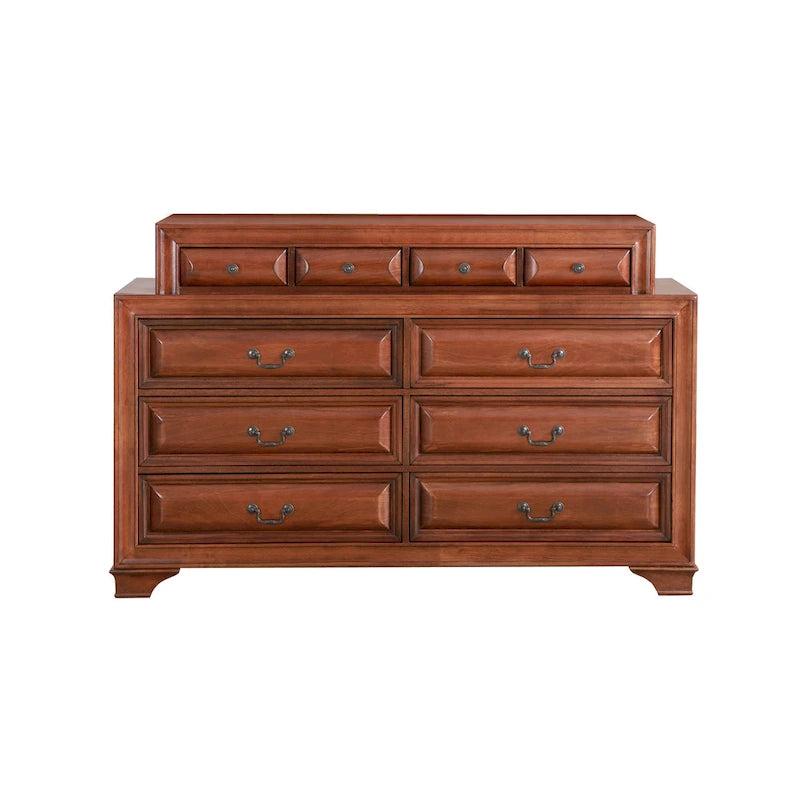 Commode de chambre à 10 tiroirs avec placage en bois massif et assemblage à queue d'aronde – Aucun assemblage requis