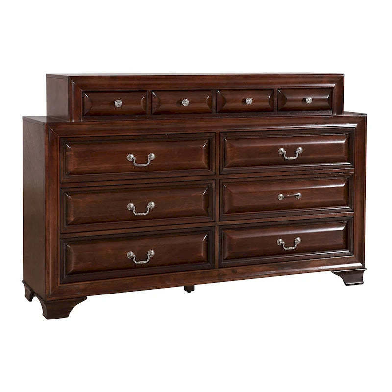 Commode de chambre à 10 tiroirs avec placage en bois massif et assemblage à queue d'aronde – Aucun assemblage requis
