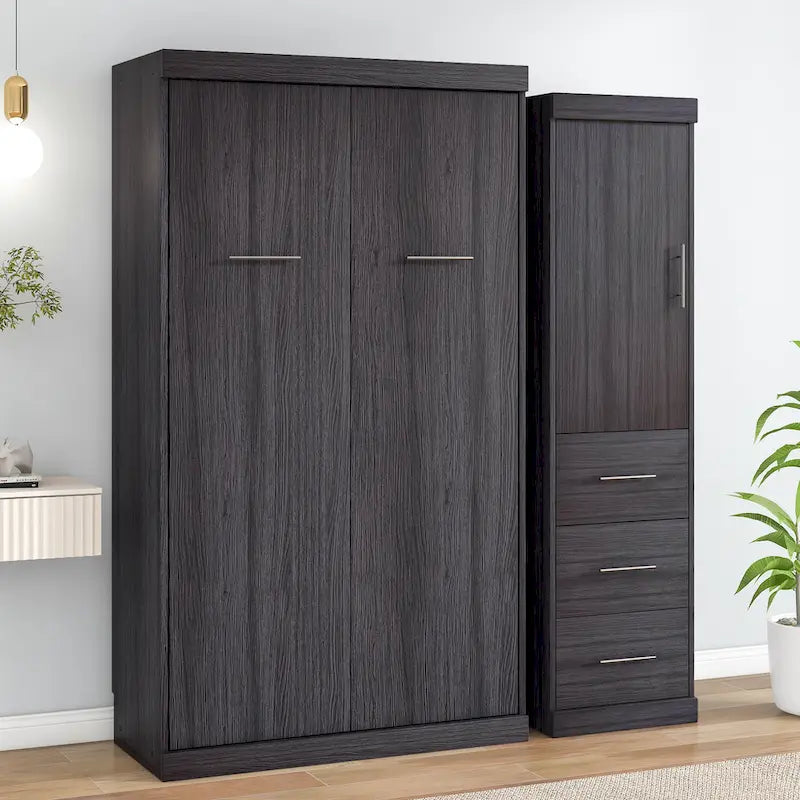 Lit escamotable grand format avec armoire et tiroirs, peut se plier dans une armoire.