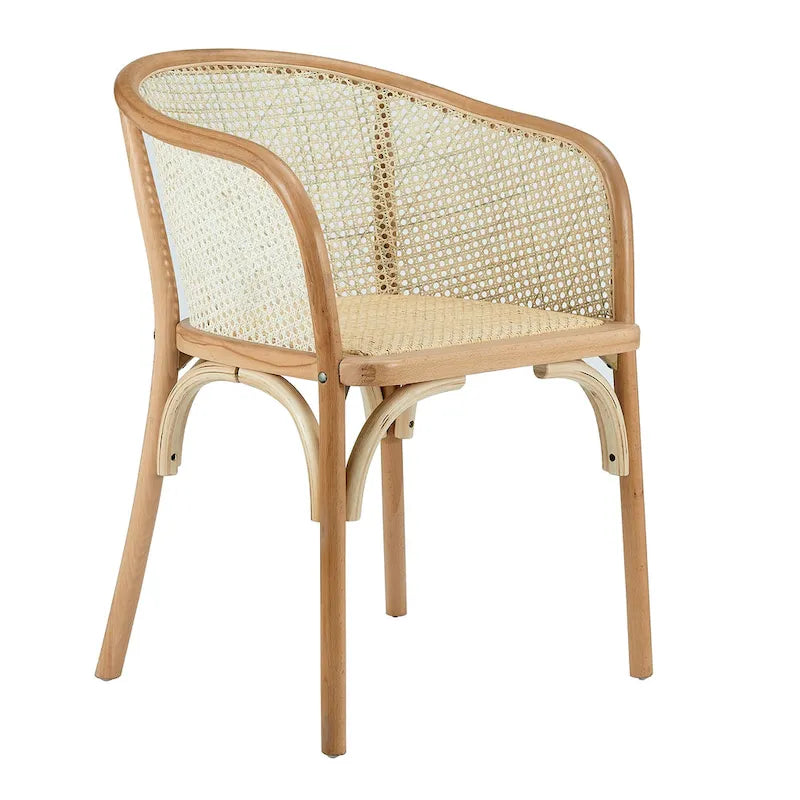 Fauteuil en naturel avec assise en rotin naturel - Lot de 1