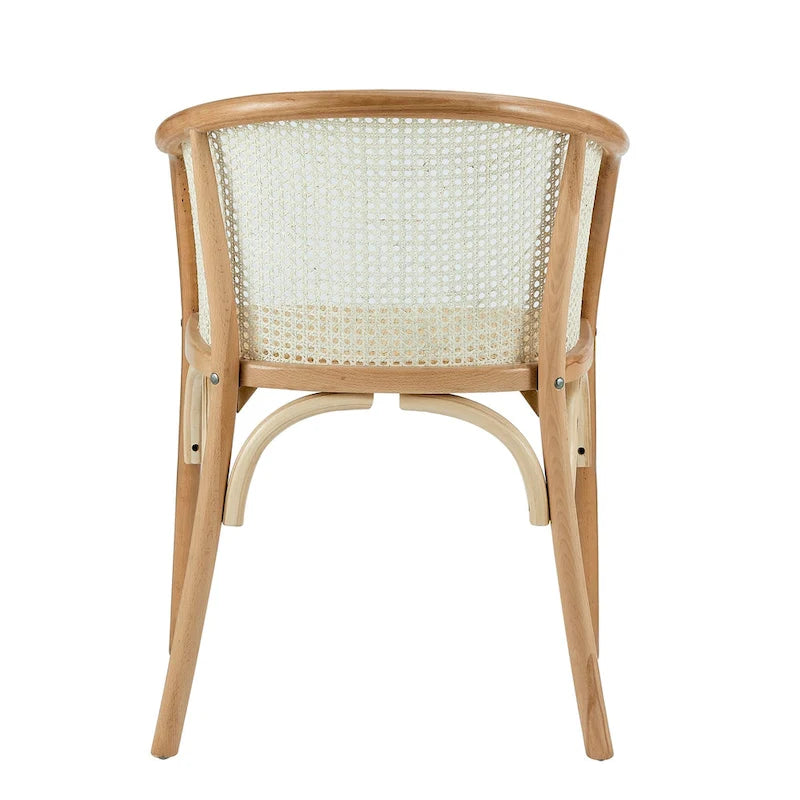 Fauteuil en naturel avec assise en rotin naturel - Lot de 1