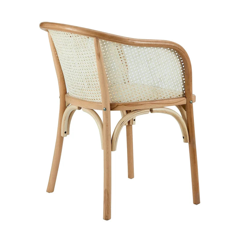 Fauteuil en naturel avec assise en rotin naturel - Lot de 1