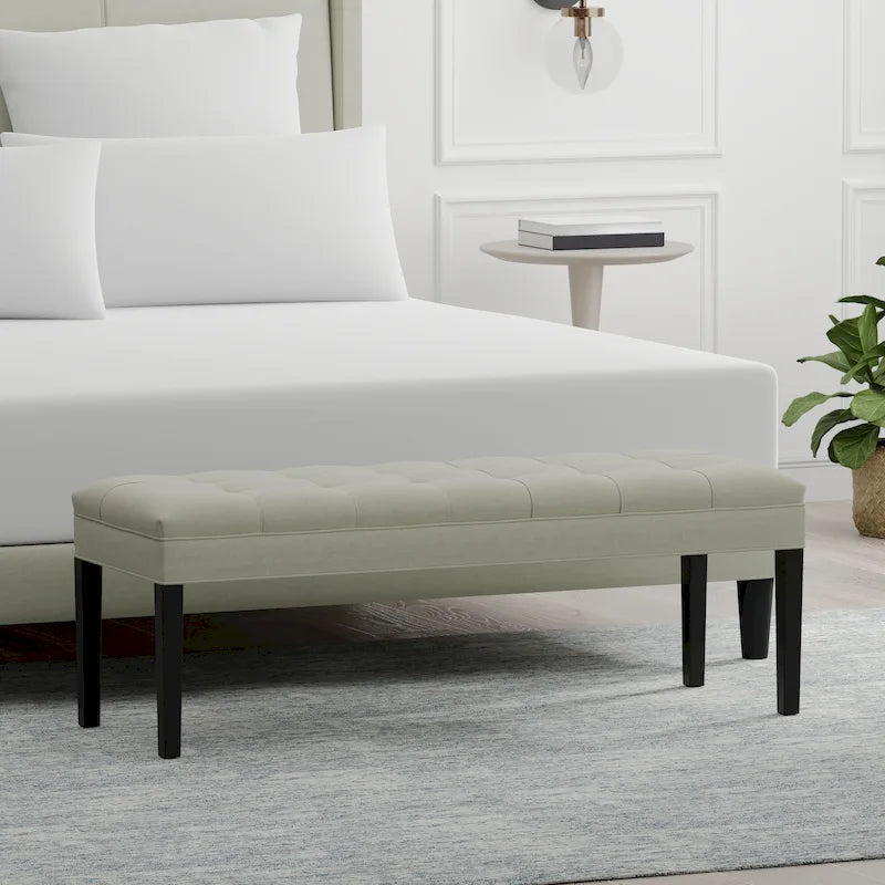 Banc capitonné de 118,1 cm avec pieds fuselés en bois massif – Accents pour chambre ou entrée