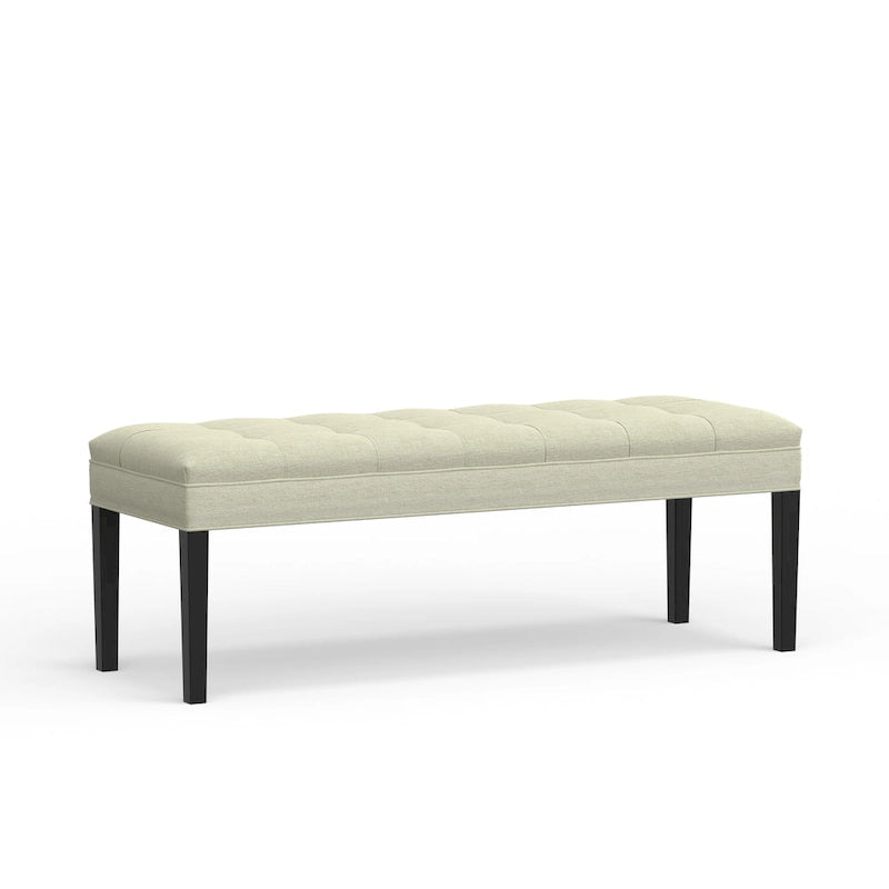 Banc capitonné de 118,1 cm avec pieds fuselés en bois massif – Accents pour chambre ou entrée