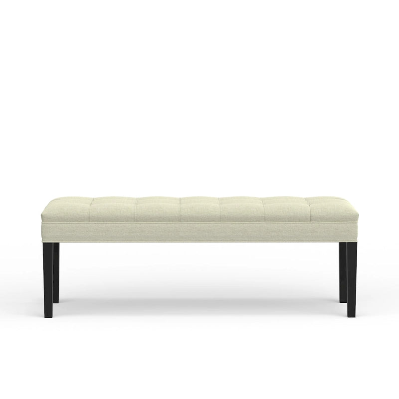 Banc capitonné de 118,1 cm avec pieds fuselés en bois massif – Accents pour chambre ou entrée