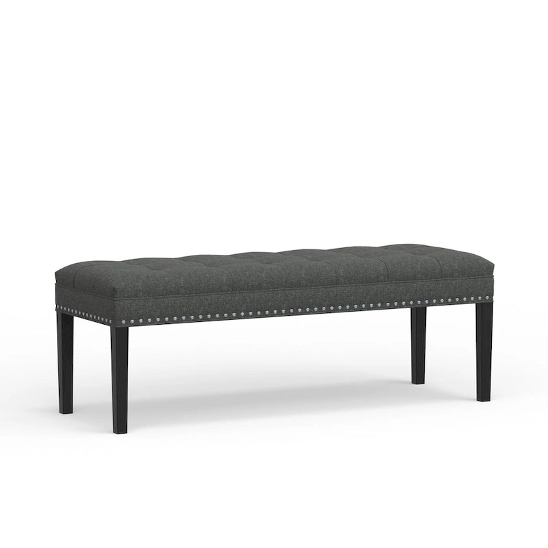 Banc capitonné de 118,1 cm avec pieds fuselés en bois massif – Accents pour chambre ou entrée