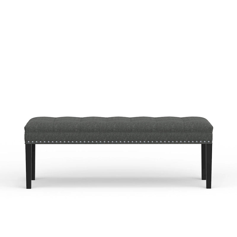 Banc capitonné de 118,1 cm avec pieds fuselés en bois massif – Accents pour chambre ou entrée