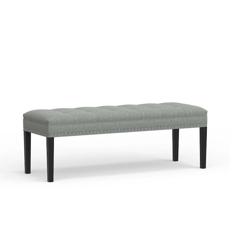 Banc capitonné de 118,1 cm avec pieds fuselés en bois massif – Accents pour chambre ou entrée