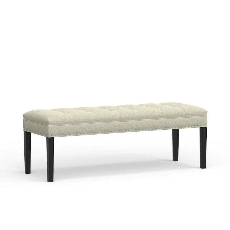 Banc capitonné de 118,1 cm avec pieds fuselés en bois massif – Accents pour chambre ou entrée