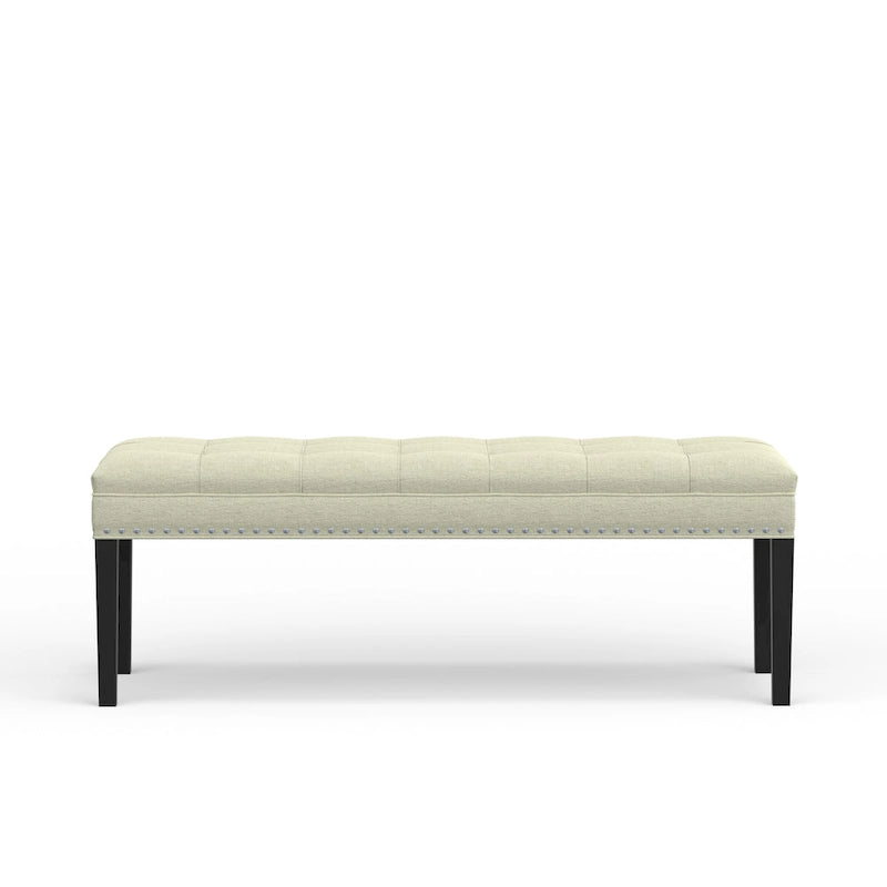 Banc capitonné de 118,1 cm avec pieds fuselés en bois massif – Accents pour chambre ou entrée