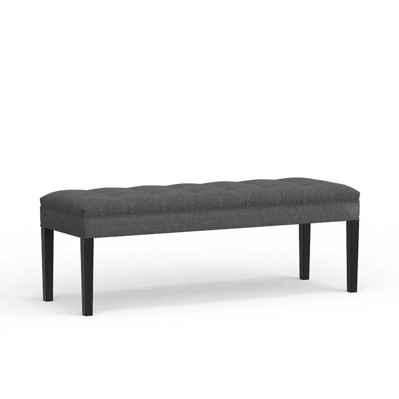 Banc capitonné de 118,1 cm avec pieds fuselés en bois massif – Accents pour chambre ou entrée