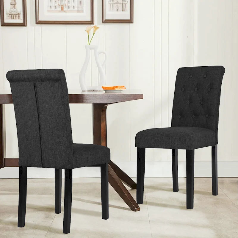Lot de 2 chaises de salle à manger en tissu capitonné