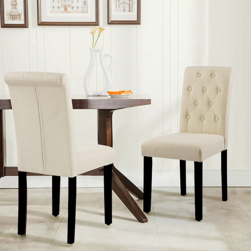 Lot de 2 chaises de salle à manger en tissu capitonné