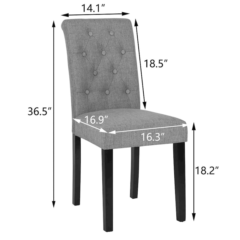 Lot de 2 chaises de salle à manger en tissu capitonné