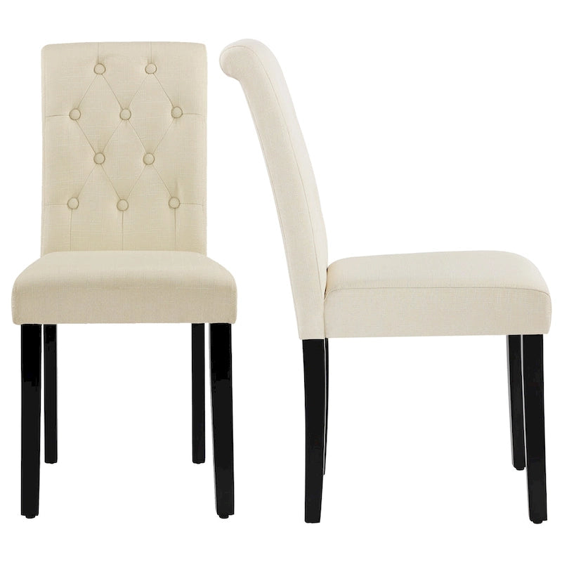 Lot de 2 chaises de salle à manger en tissu capitonné