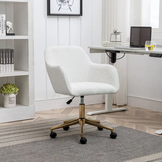 Chaise de bureau moderne avec pieds en métal doré et roulettes universelles