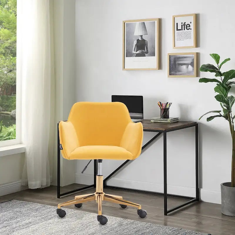 Chaise de bureau à domicile avec pieds en métal doré