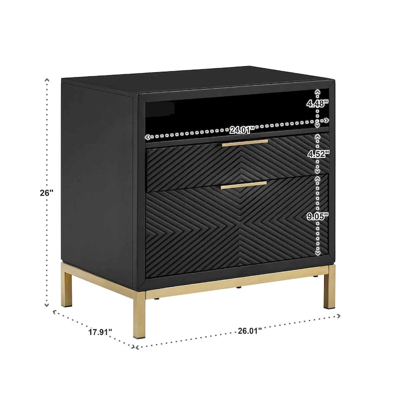 Table de chevet à 2 tiroirs de 26 po de hauteur par