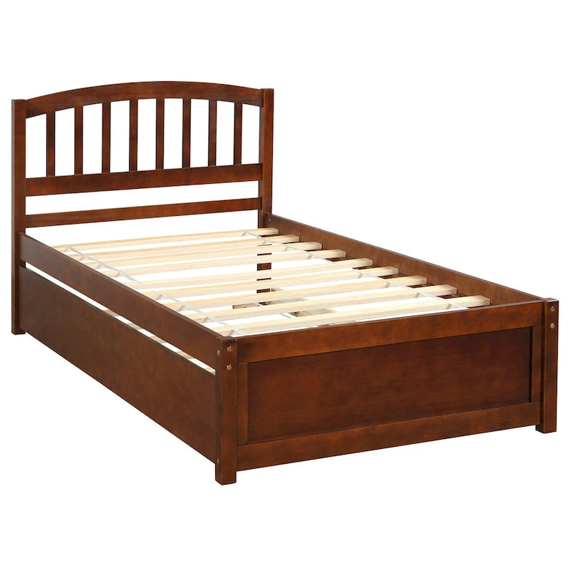 Cadre de lit plateforme en bois double avec lit gigogne