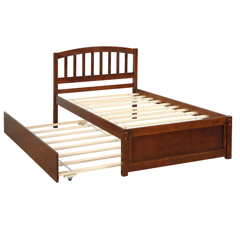 Cadre de lit plateforme en bois double avec lit gigogne