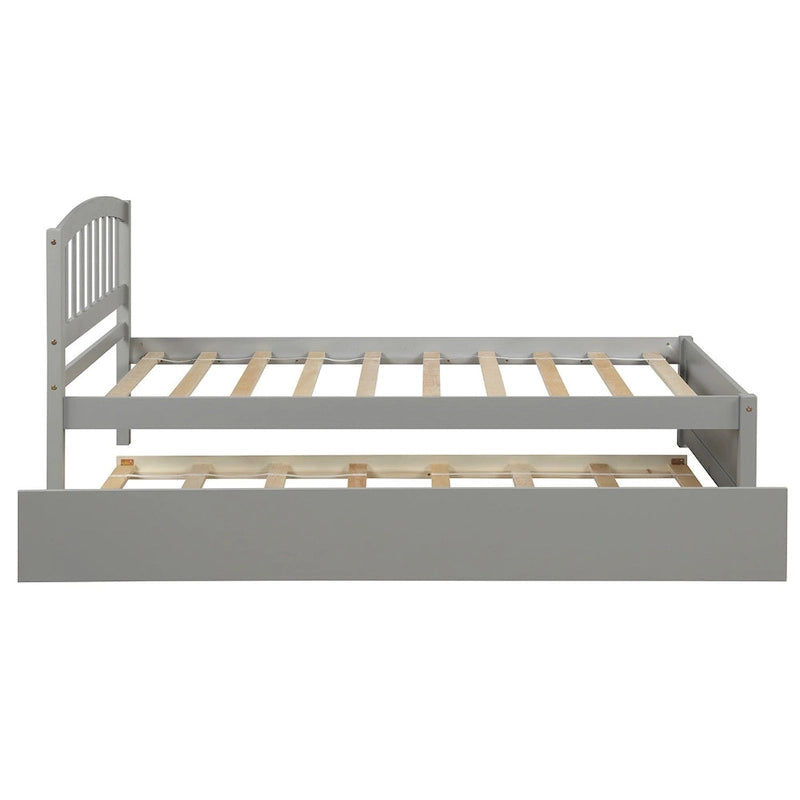 Cadre de lit plateforme en bois double avec lit gigogne