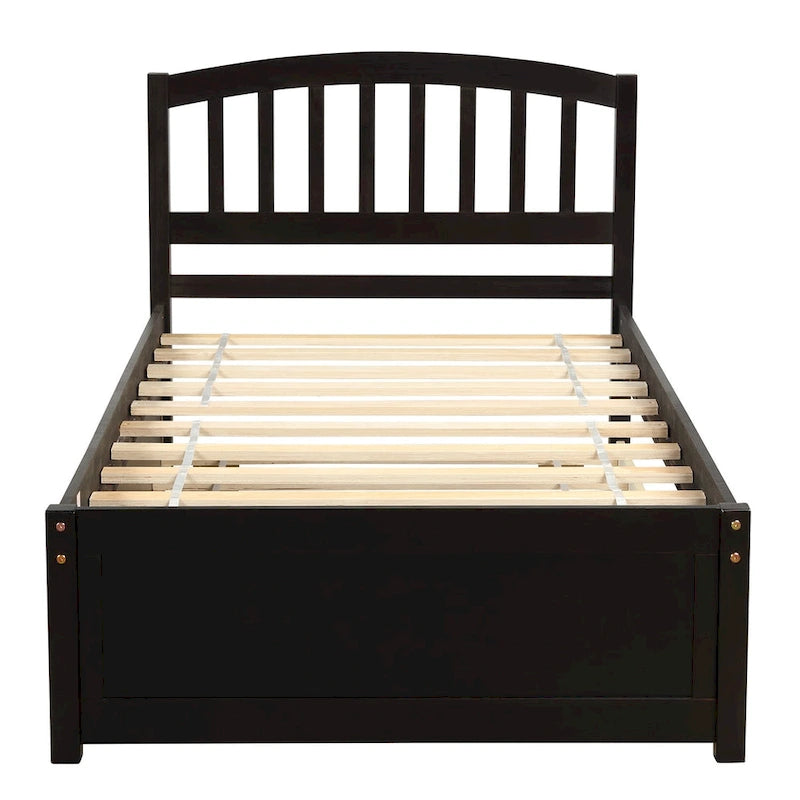 Cadre de lit plateforme en bois double avec lit gigogne