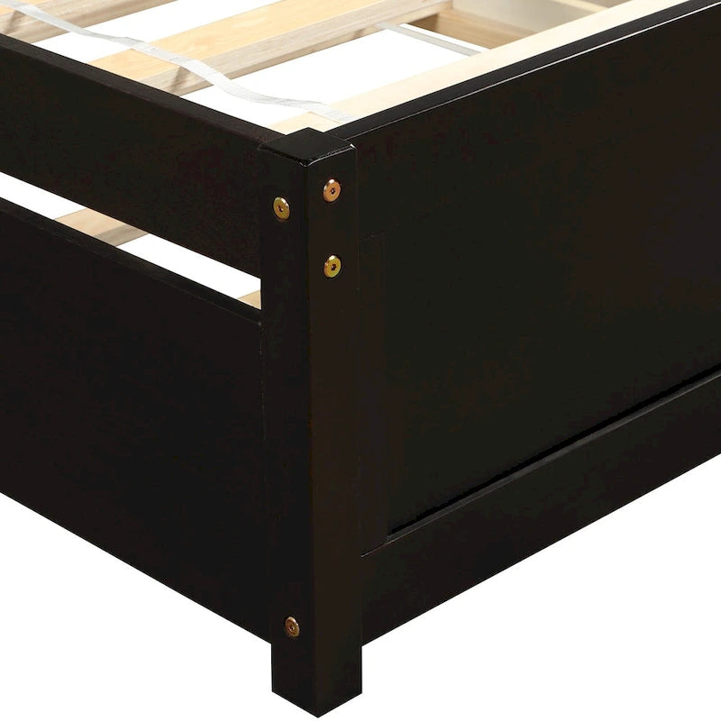Cadre de lit plateforme en bois double avec lit gigogne