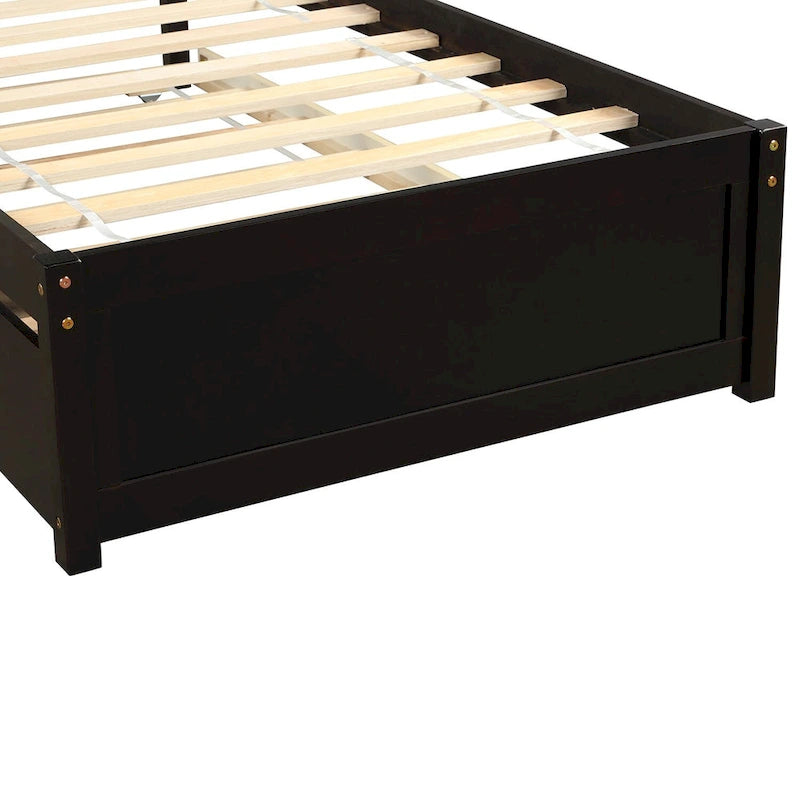Cadre de lit plateforme en bois double avec lit gigogne