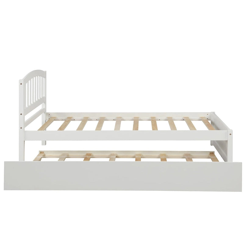 Cadre de lit plateforme en bois double avec lit gigogne