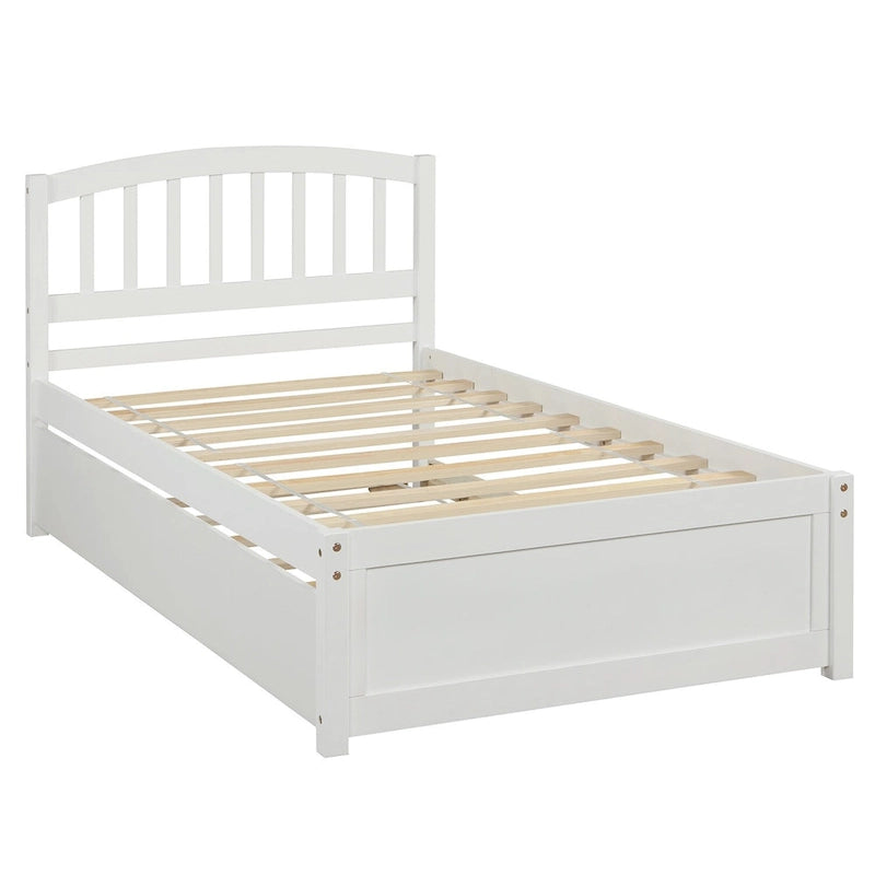 Cadre de lit plateforme en bois double avec lit gigogne
