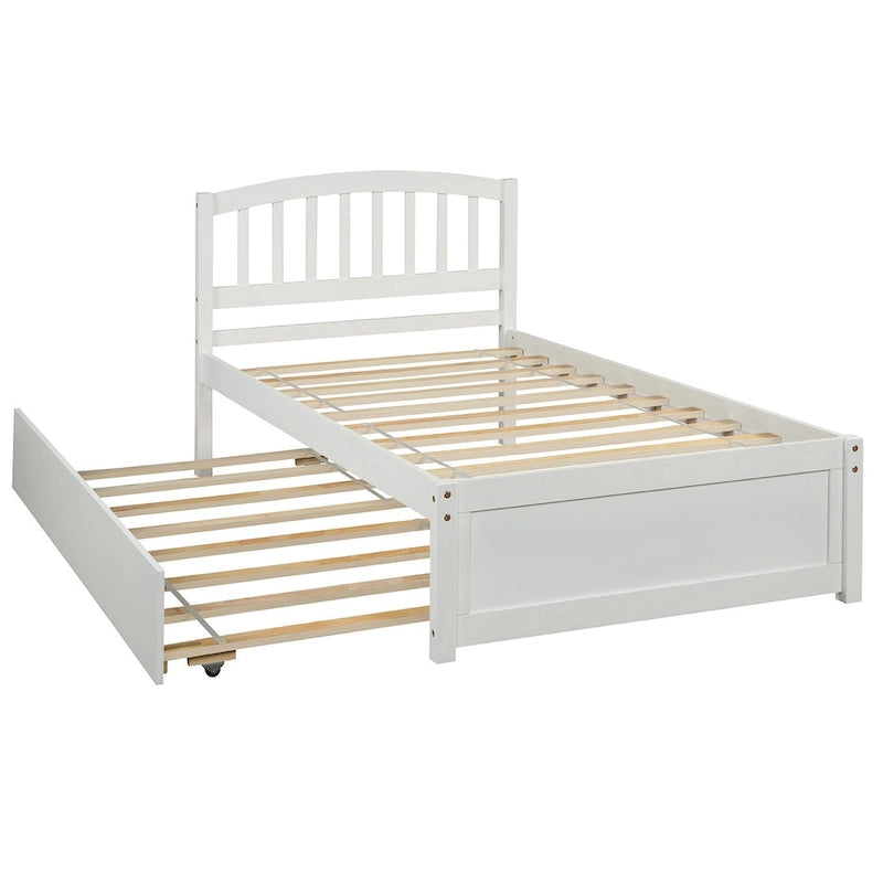 Cadre de lit plateforme en bois double avec lit gigogne