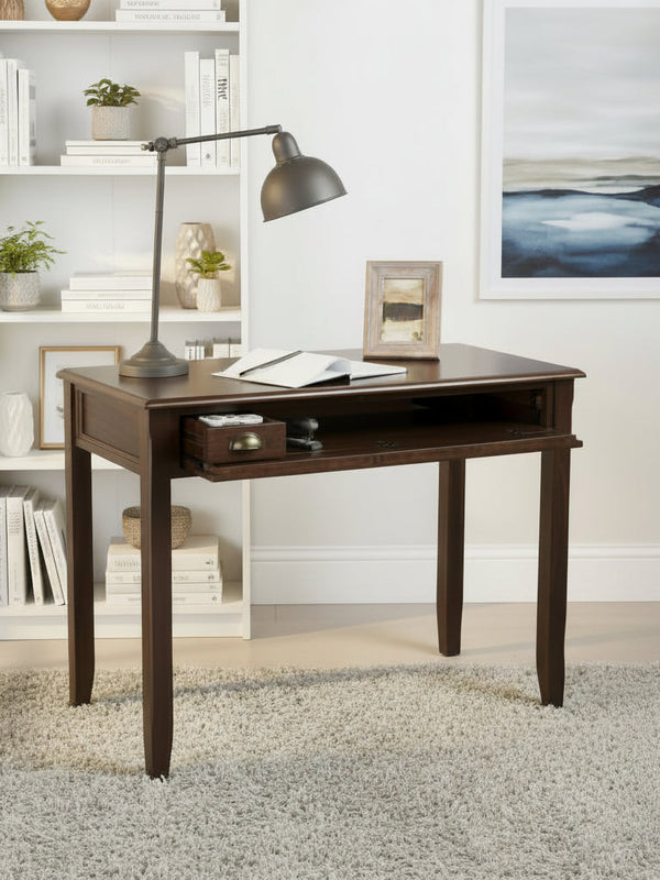 Bureau d'écriture de style transitionnel en bois massif de 106,7 cm de large, couleur acajou