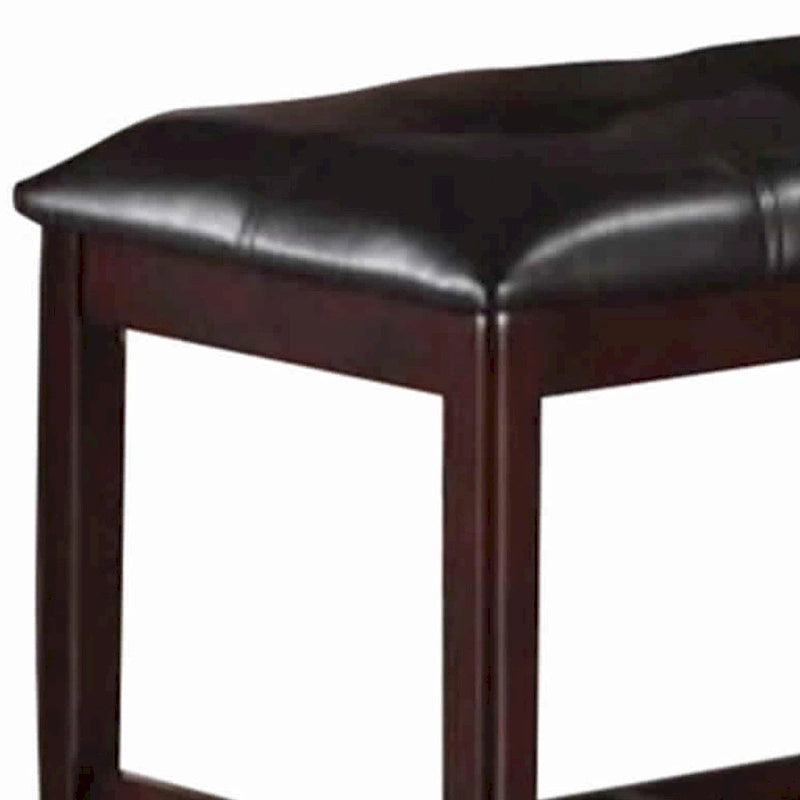 Banc haut en bois d'hévéa avec revêtement capitonné marron