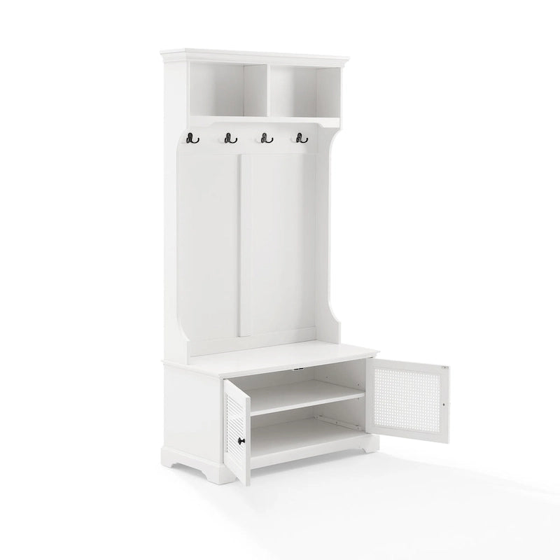 Meuble d'entrée avec patères et banc de rangement – Organisateur de couloir autoportant