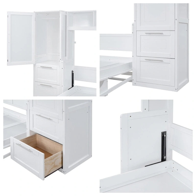 Lit escamotable Queen Size avec armoire et tiroirs