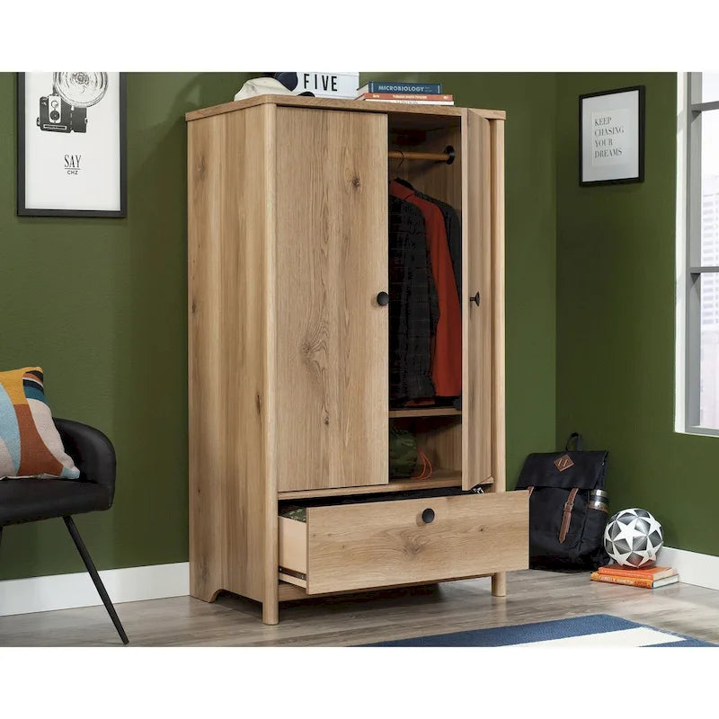 Dover Edge Double Armoire de Rangement Double Porte avec Étagère Réglable et Tiroir – Chêne Denim
