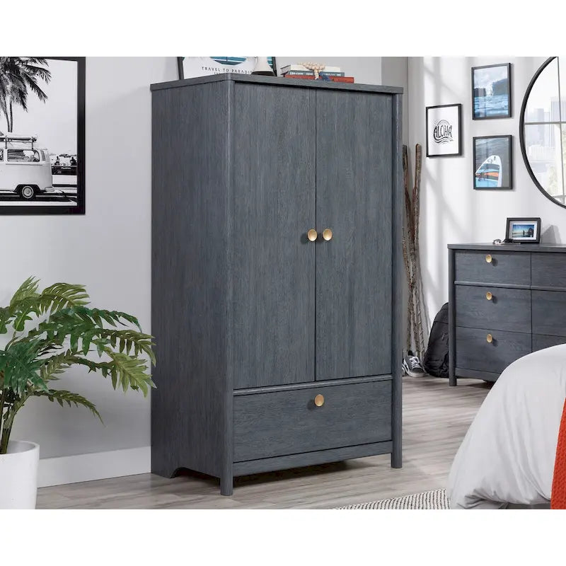 Dover Edge Double Armoire de Rangement Double Porte avec Étagère Réglable et Tiroir – Chêne Denim