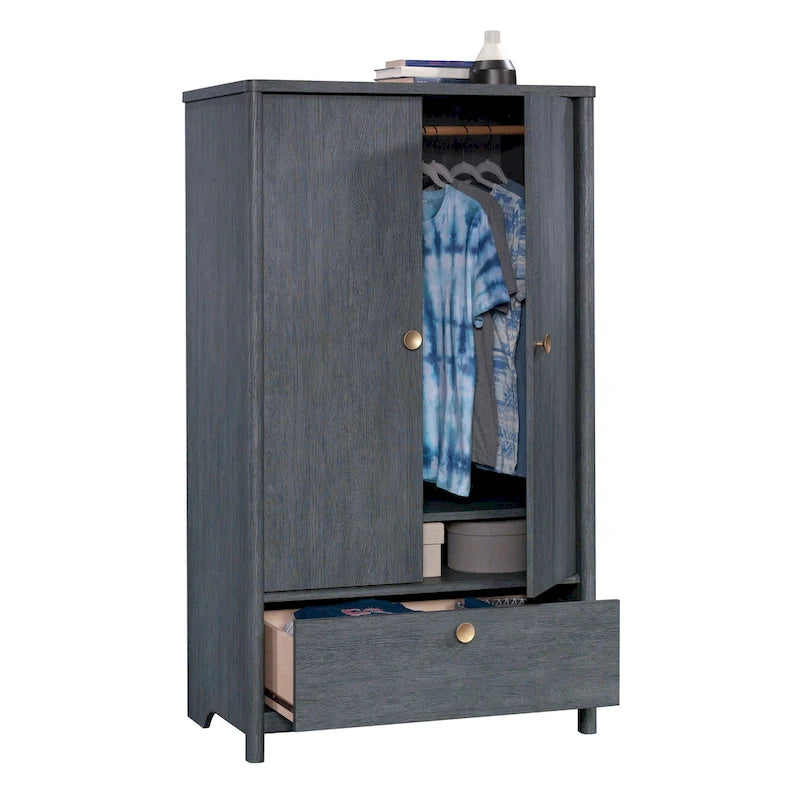 Dover Edge Double Armoire de Rangement Double Porte avec Étagère Réglable et Tiroir – Chêne Denim