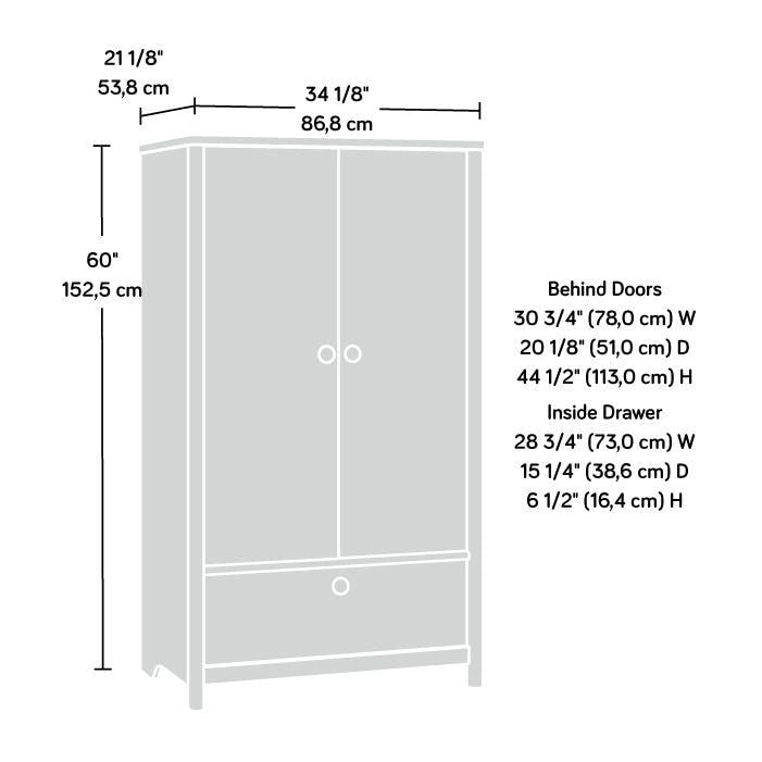 Dover Edge Double Armoire de Rangement Double Porte avec Étagère Réglable et Tiroir – Chêne Denim