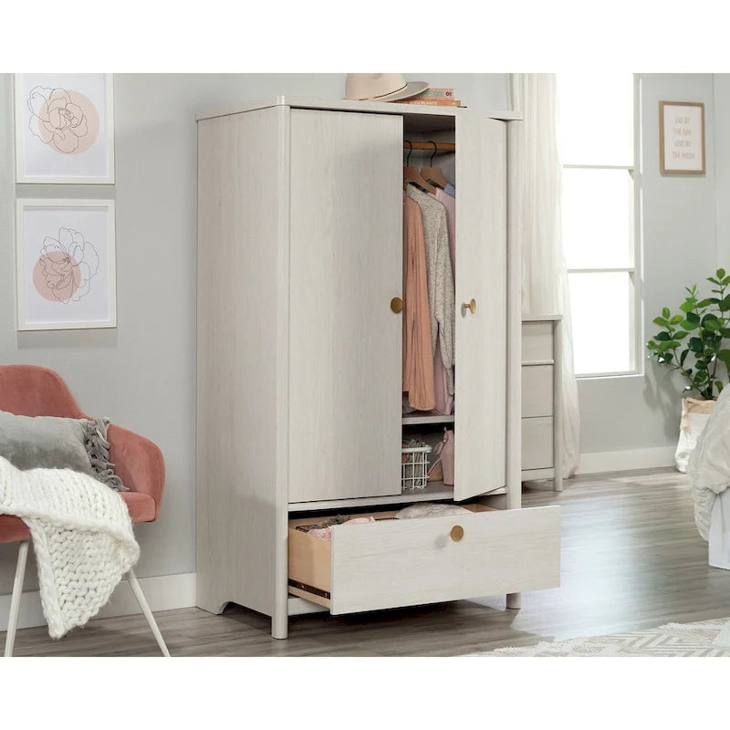 Dover Edge Double Armoire de Rangement Double Porte avec Étagère Réglable et Tiroir – Chêne Denim