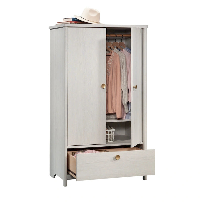 Dover Edge Double Armoire de Rangement Double Porte avec Étagère Réglable et Tiroir – Chêne Denim