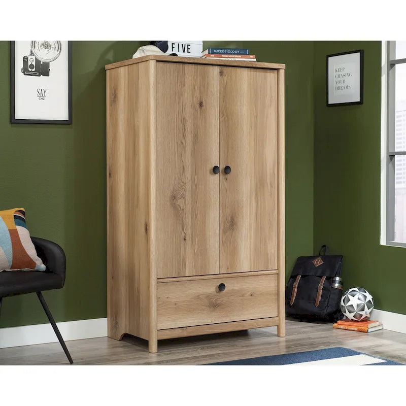 Dover Edge Double Armoire de Rangement Double Porte avec Étagère Réglable et Tiroir – Chêne Denim