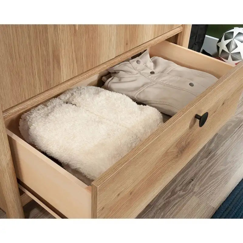 Dover Edge Double Armoire de Rangement Double Porte avec Étagère Réglable et Tiroir – Chêne Denim