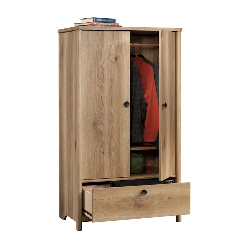 Dover Edge Double Armoire de Rangement Double Porte avec Étagère Réglable et Tiroir – Chêne Denim