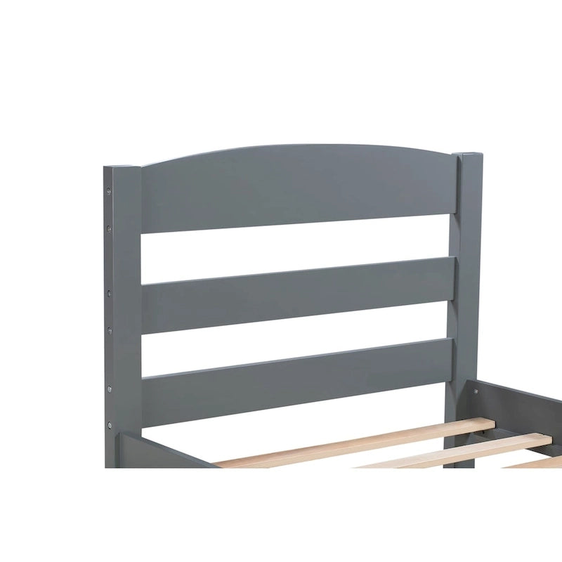 Cadre de lit simple plate-forme avec tiroir de rangement et support à lattes en bois, aucun sommier requis