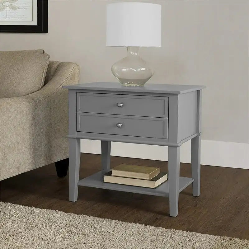 Table d'appoint Franklin 2 tiroirs noire