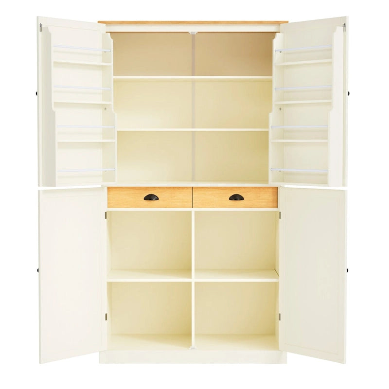 Armoire de cuisine autoportante haute 40,2x20x71,3 pouces avec 2 tiroirs, 2 étagères réglables et 8 étagères de porte